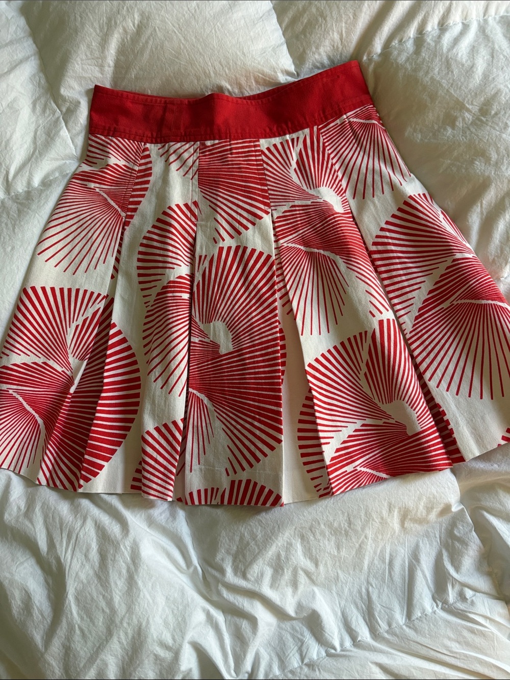 Diane Von Furstenberg Red and White Graphic Circle Skirt